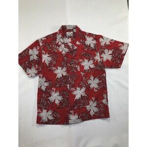 Pineapples Connection Hawaii Red Leaf Hawaiian Shirt Mens Medium